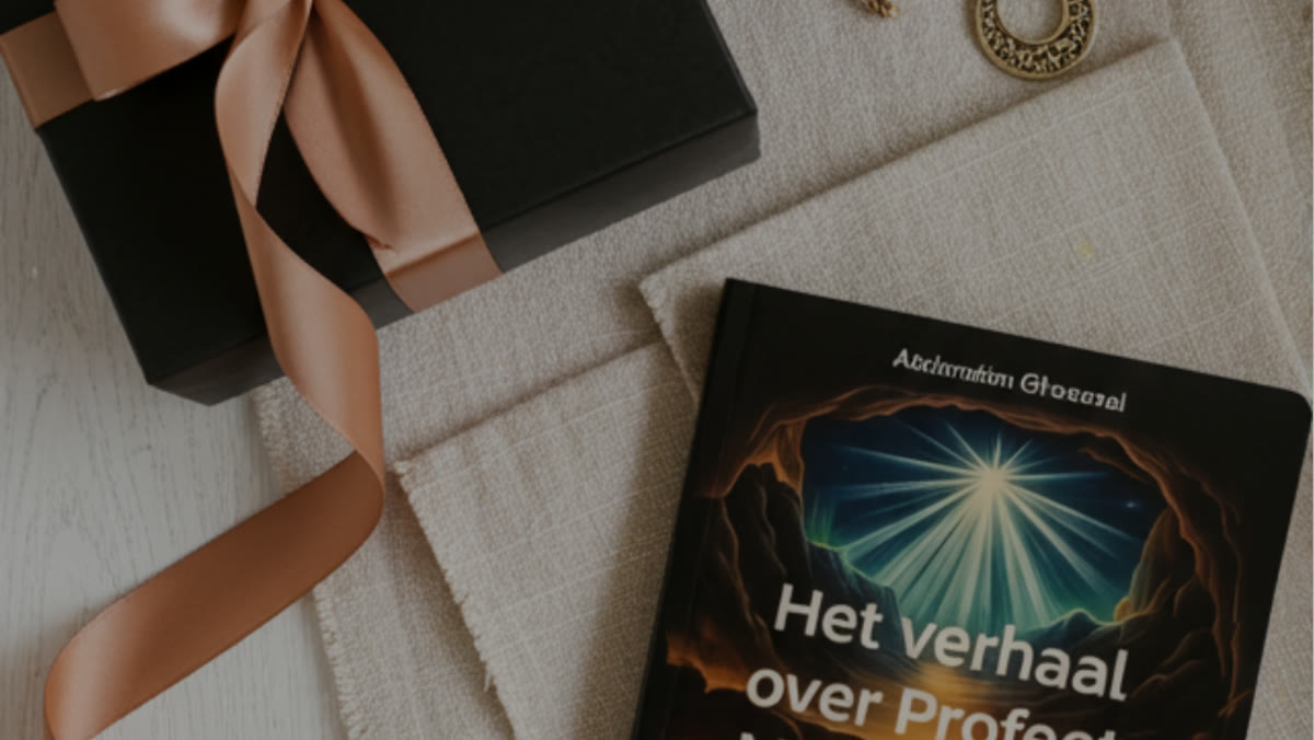 Ingepakt cadeau naast een islamitisch kinderboek
