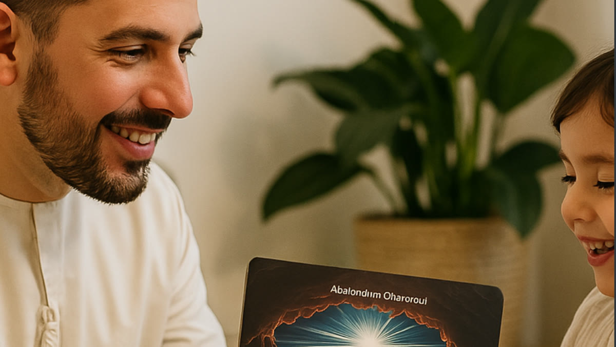 Ouder en kind lezen samen een boek over de Profeet